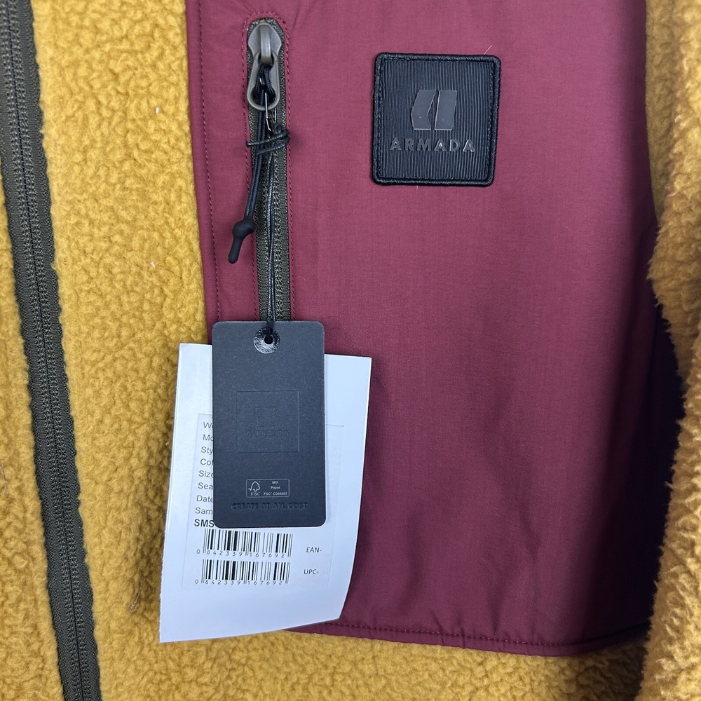 NEW Armada Mens Fleece Jacket Bronze Burgundy Full Zip Sherpa Large R00493010 - Picture 2 of 9